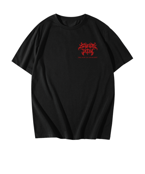 SAVAGE DEITY “SAVAGERY IN 2023” T-SHIRT ( RED LOGO )